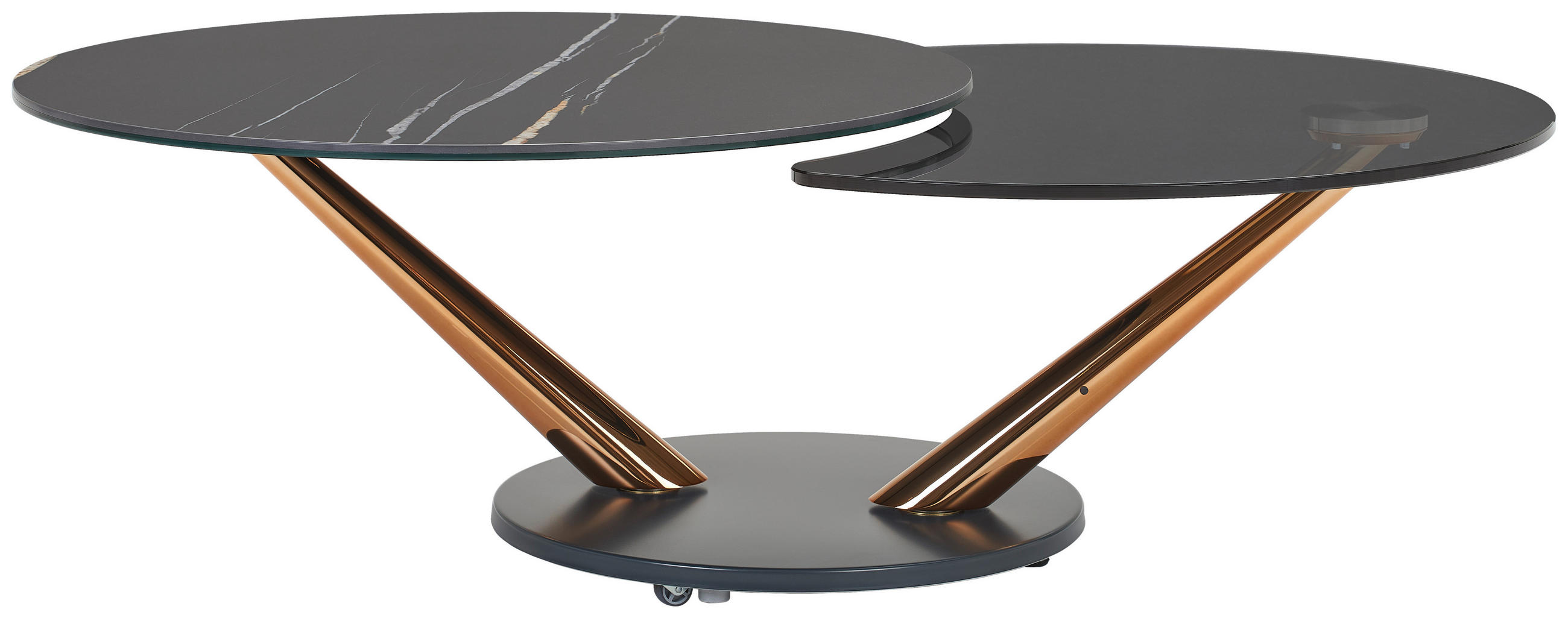 COUCHTISCH 80-128/80/40 cm rund Anthrazit, Kupferfarben  - Anthrazit/Kupferfarben, Design, Keramik/Metall (80-128/80/40cm) - Naos