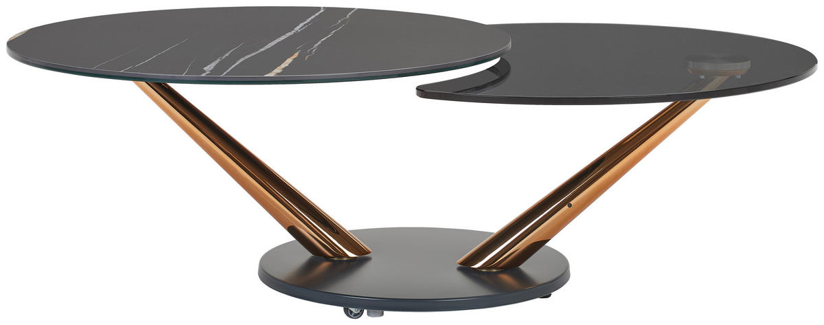 COUCHTISCH 80-128/80/40 cm rund Anthrazit, Kupferfarben  - Anthrazit/Kupferfarben, Design, Keramik/Metall (80-128/80/40cm) - Naos