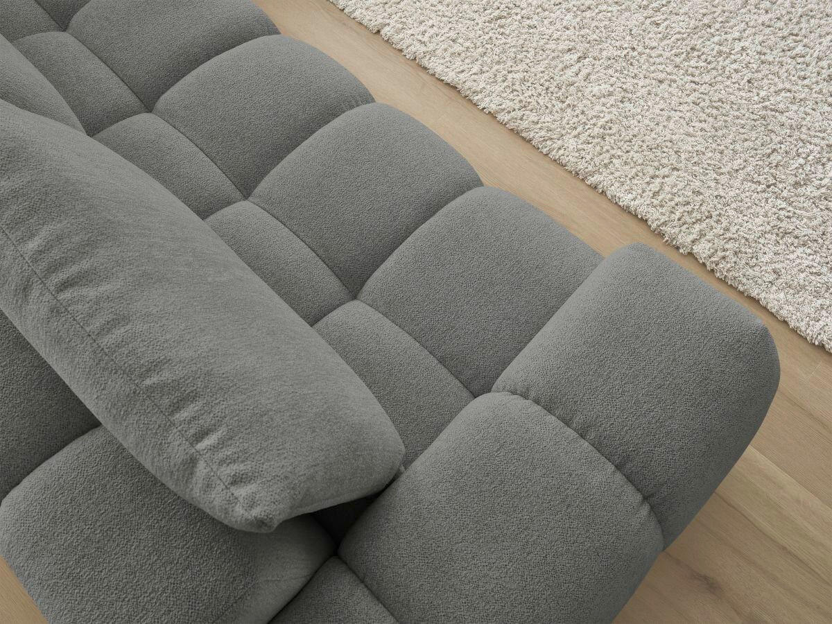 ECKSOFA Ottomane rechts  EVEREST Dunkelgrau Flachgewebe  - Dunkelgrau/Schwarz, MODERN, Kunststoff/Textil (352/210cm) - Livetastic