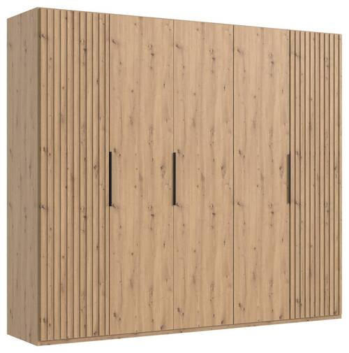 DREHTÜRENSCHRANK 250/216/58 cm 5-türig Eiche Artisan  - Schwarz/Eiche Artisan, MODERN, Holzwerkstoff/Metall (250/216/58cm) - MID.YOU