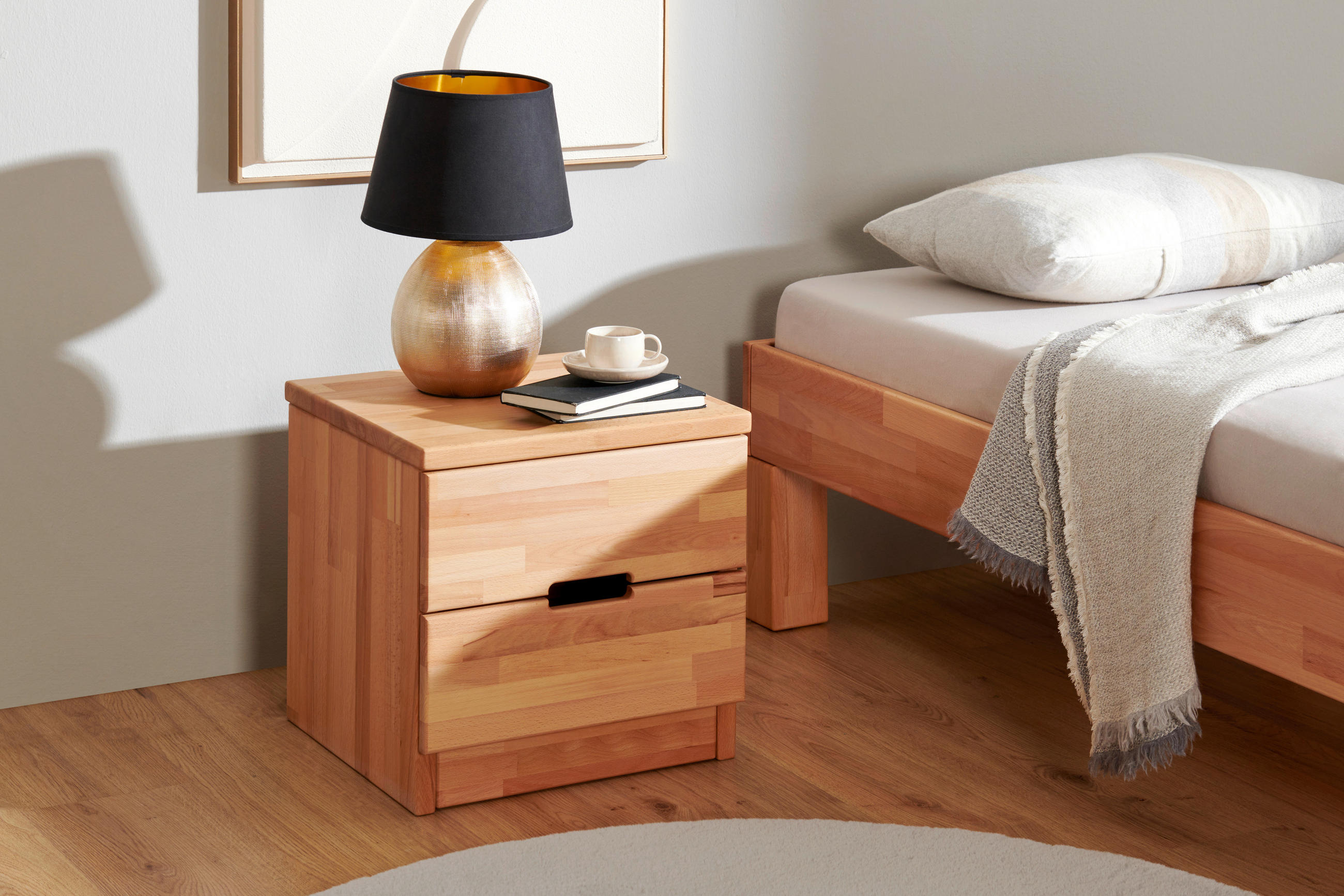 NACHTSCHRANK 40/40/40 cm Kernbuche massiv  - Natur, Holz (40/40/40cm) - MID.YOU