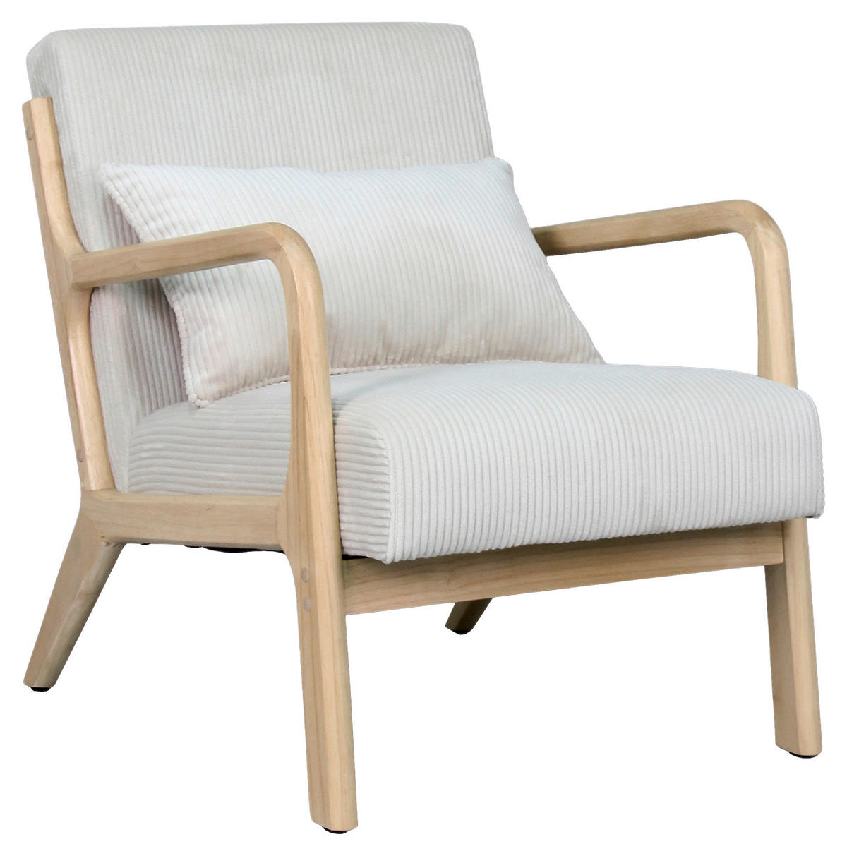 SESSEL in Cord Elfenbein  - Elfenbein/Braun, Basics, Holz/Textil (65/81/76cm) - MID.YOU