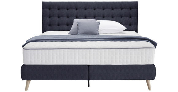 BOXSPRINGBETT 140/200 cm  in Dunkelblau  - Dunkelblau, Design, Holz/Textil (140/200cm) - Carryhome