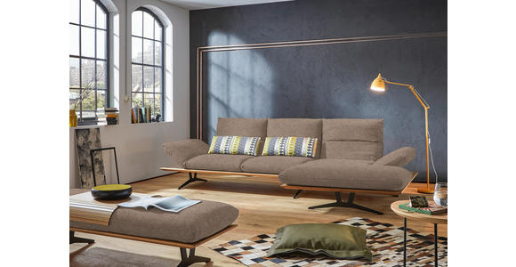 ECKSOFA in Flachgewebe Hellbraun 314/159 cm - Hellbraun/Schwarz, Design, Holz/Textil (314/159cm) - Dieter Knoll