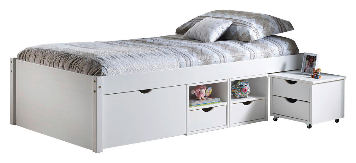 STAURAUMBETT 90/200 cm  in Weiß  - Weiß, LIFESTYLE, Holz (90/200cm) - Xora