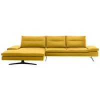 ECKSOFA in Echtleder Gelb  - Gelb/Schwarz, Modern, Leder/Metall (158/342cm) - Chilliano