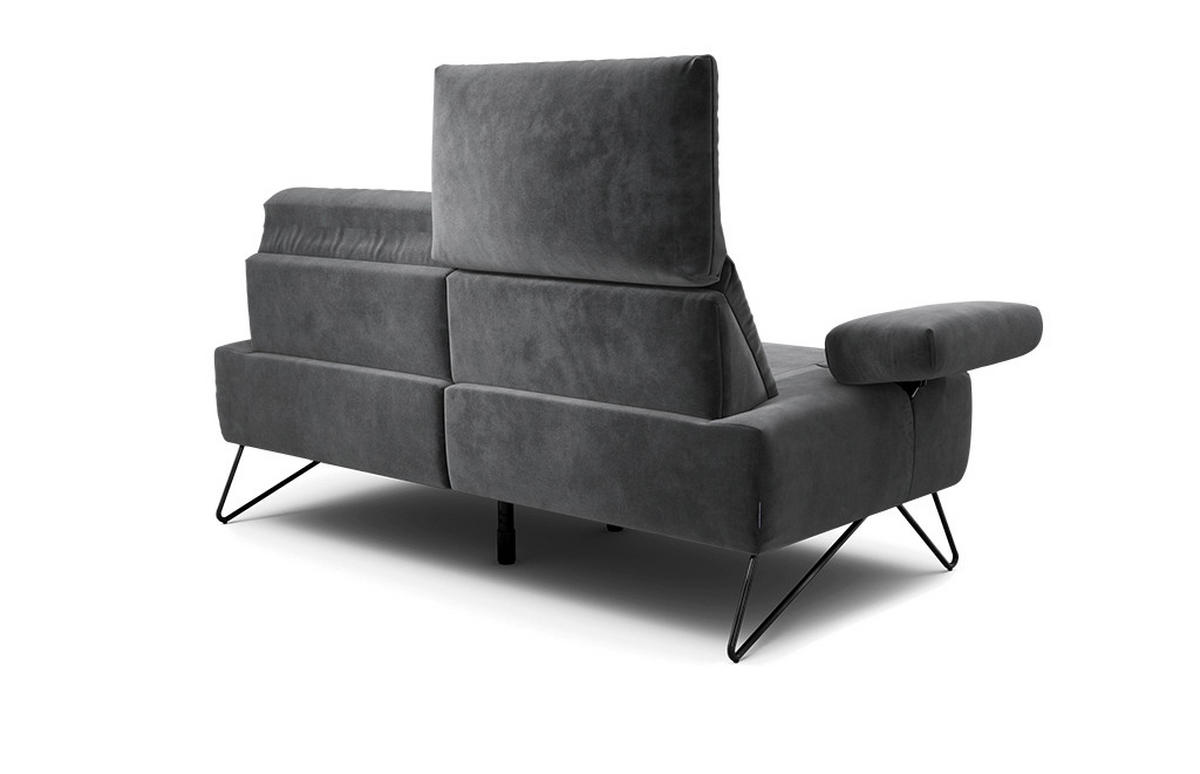 2-SITZER-SOFA Samt Anthrazit  - Anthrazit/Schwarz, Design, Textil/Metall (164-194/85/86-94cm) - SENSOO