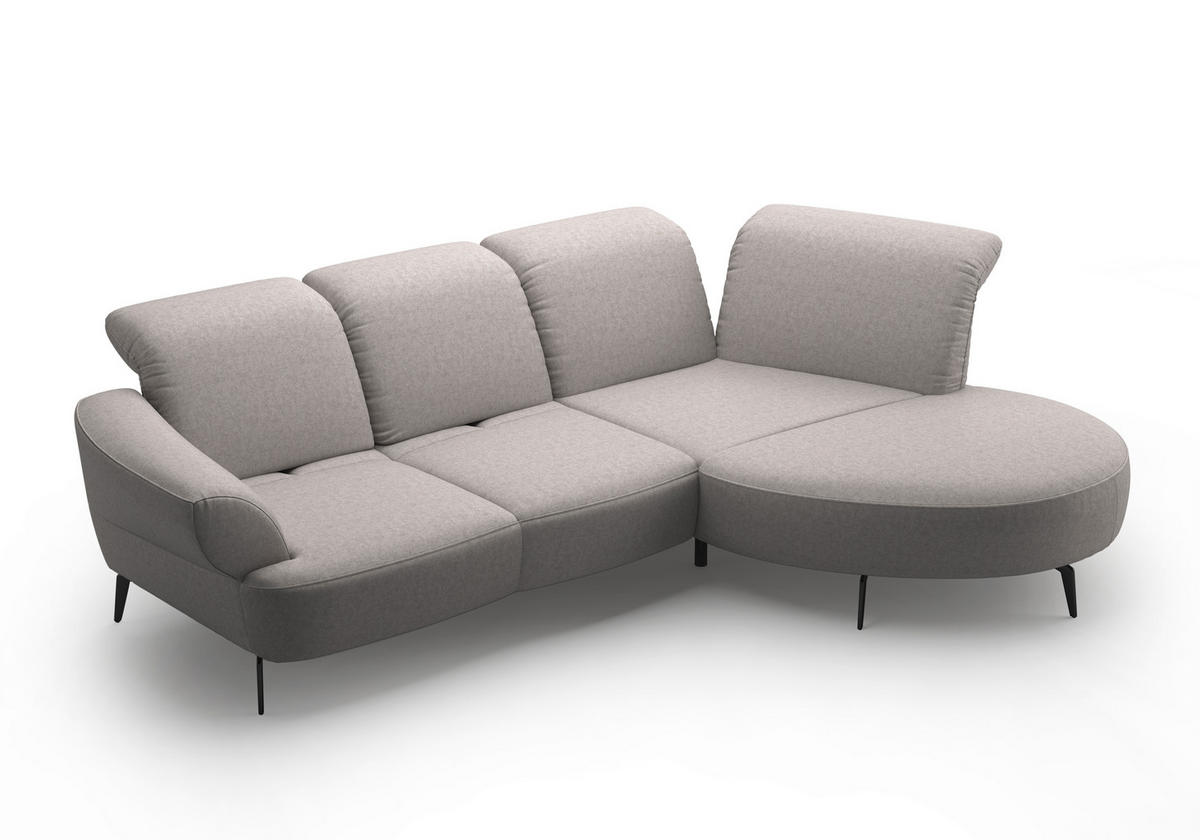 ECKSOFA DANCE E Hellgrau Flachgewebe  - Hellgrau/Schwarz, MODERN, Textil/Metall (313/208cm) - Sit & More