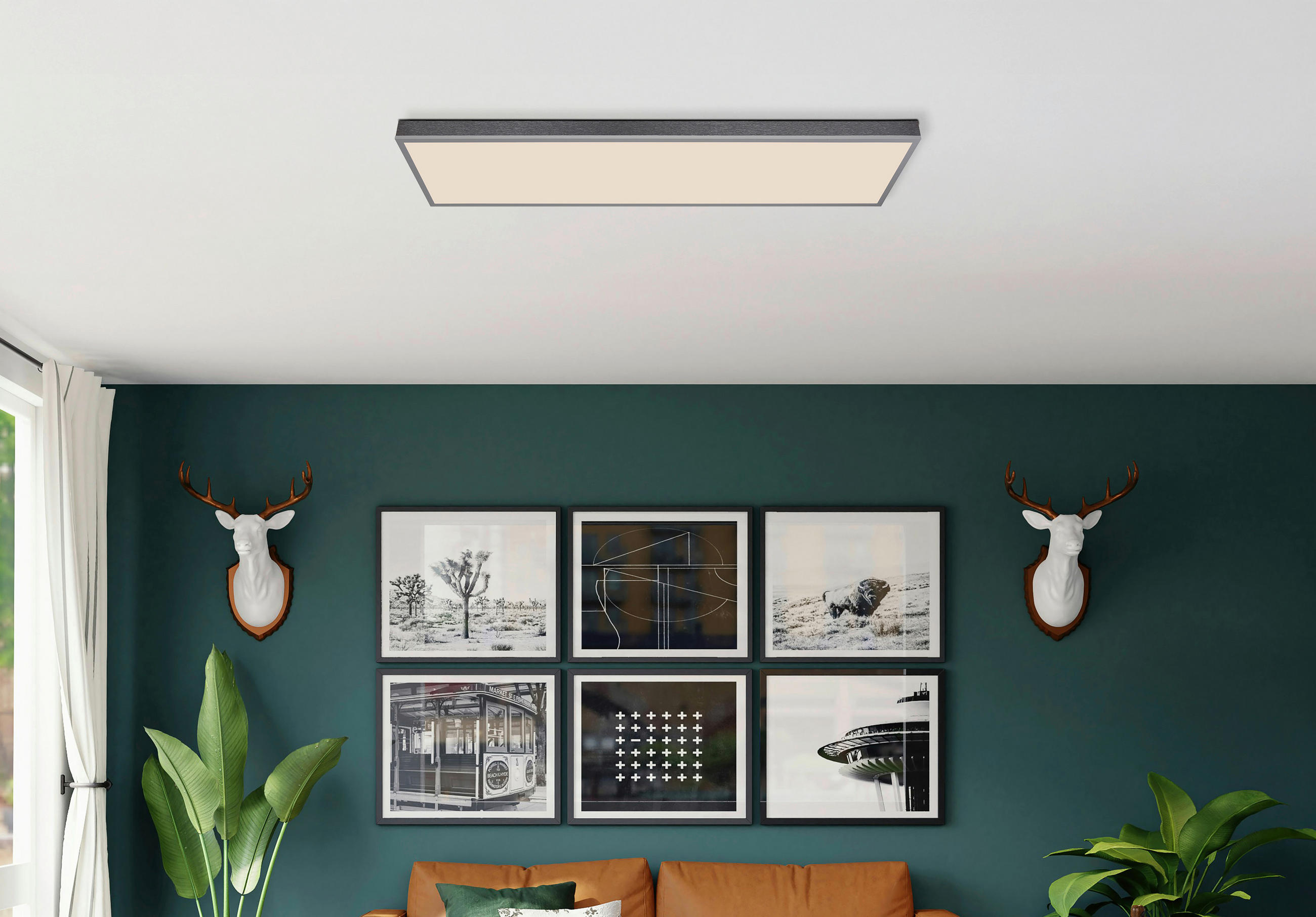 LED-DECKENLEUCHTE    120/30/7,5 cm  - Weiss/Dunkelgrau, Basics, Kunststoff/Metall (120/30/7,5cm) - Globo