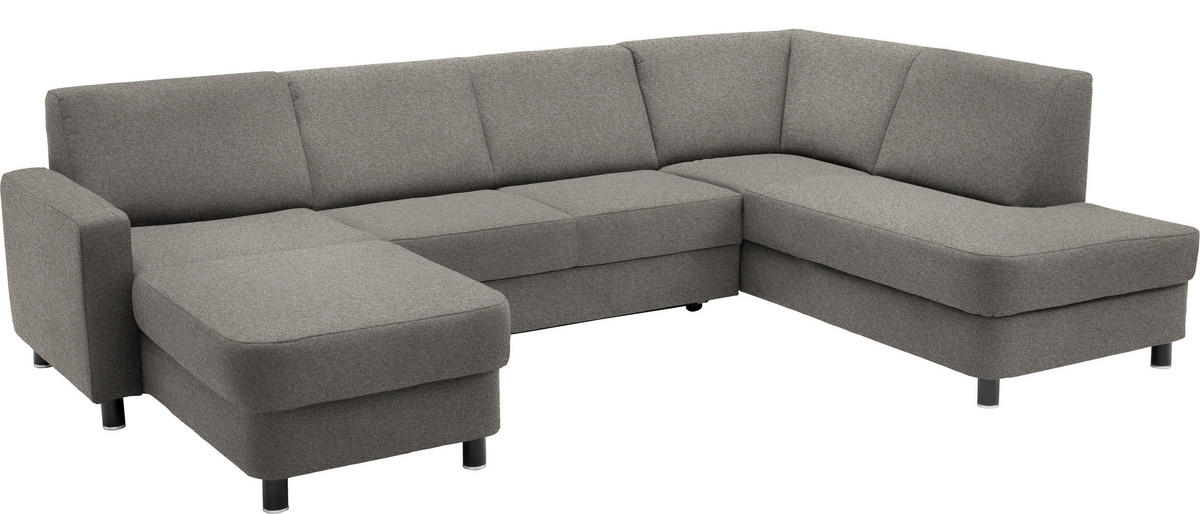 WOHNLANDSCHAFT in Webstoff Grau  - Schwarz/Grau, Design, Holz/Textil (165/296/198cm) - Xora