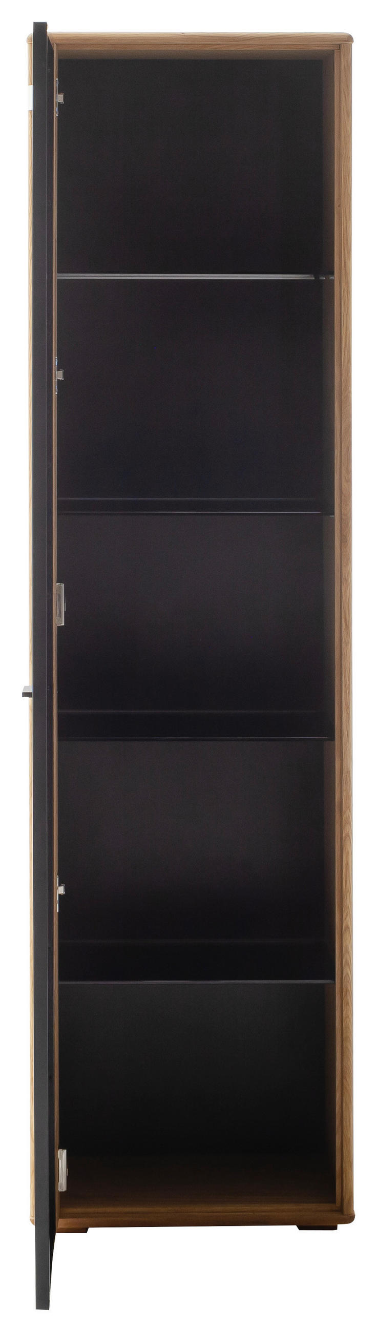VITRINE in furniert, teilmassiv Balkeneiche Wildeiche  - Wildeiche/Anthrazit, Design, Glas/Holz (52/190/37cm) - MID.YOU