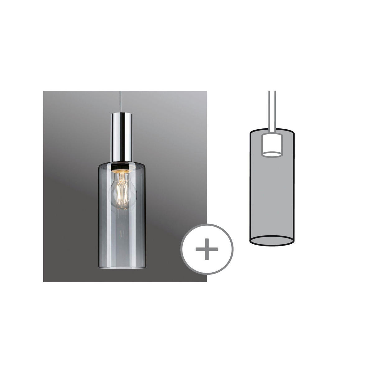 SCHIENENSYSTEM-LEUCHTENSCHIRM - Grau, Basics, Glas (10/21cm) - Paulmann