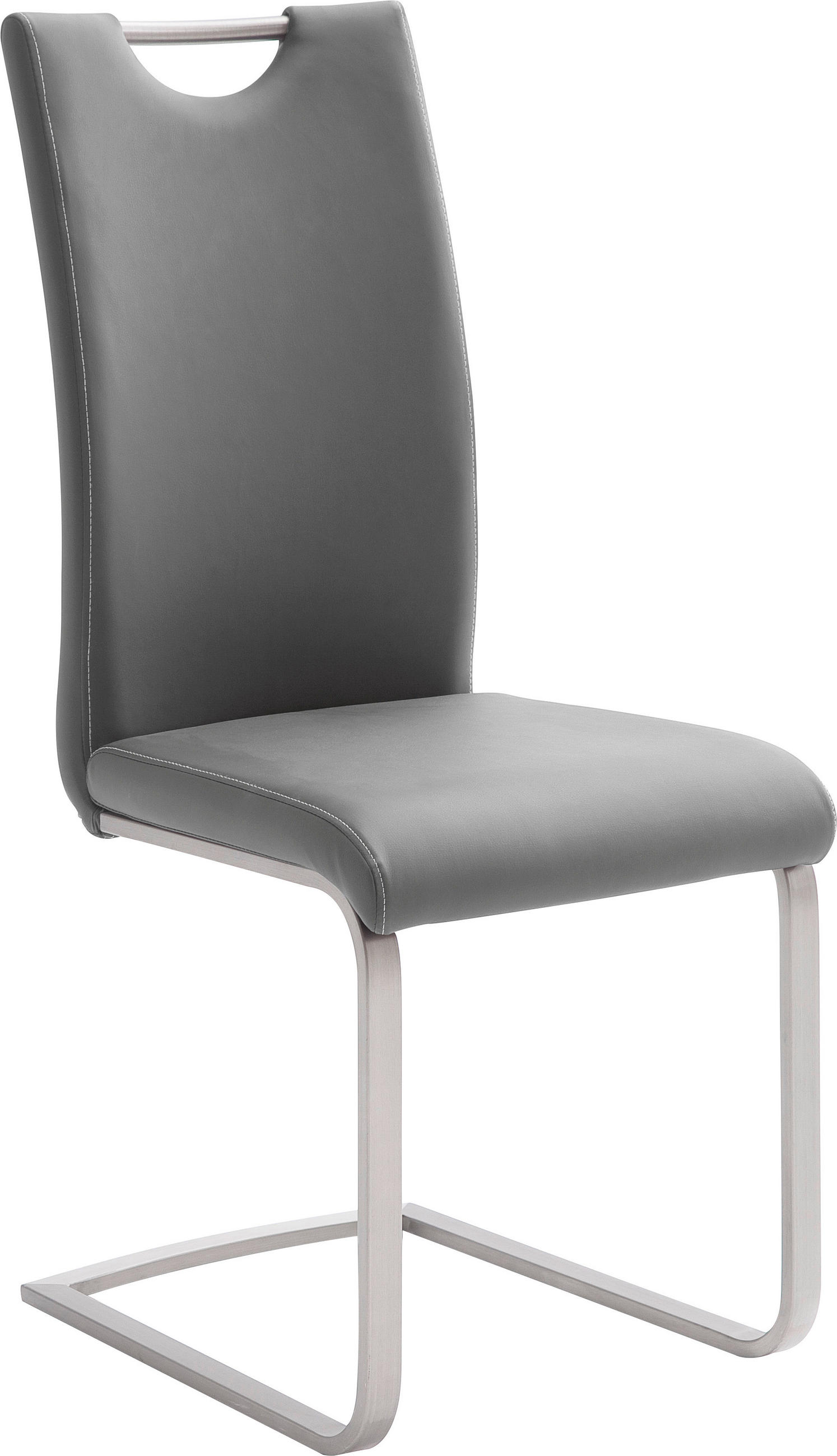 SCHWINGSTUHL  in Edelstahl Lederlook  - Edelstahlfarben/Creme, Design, Textil/Metall (42/103/55cm) - Novel