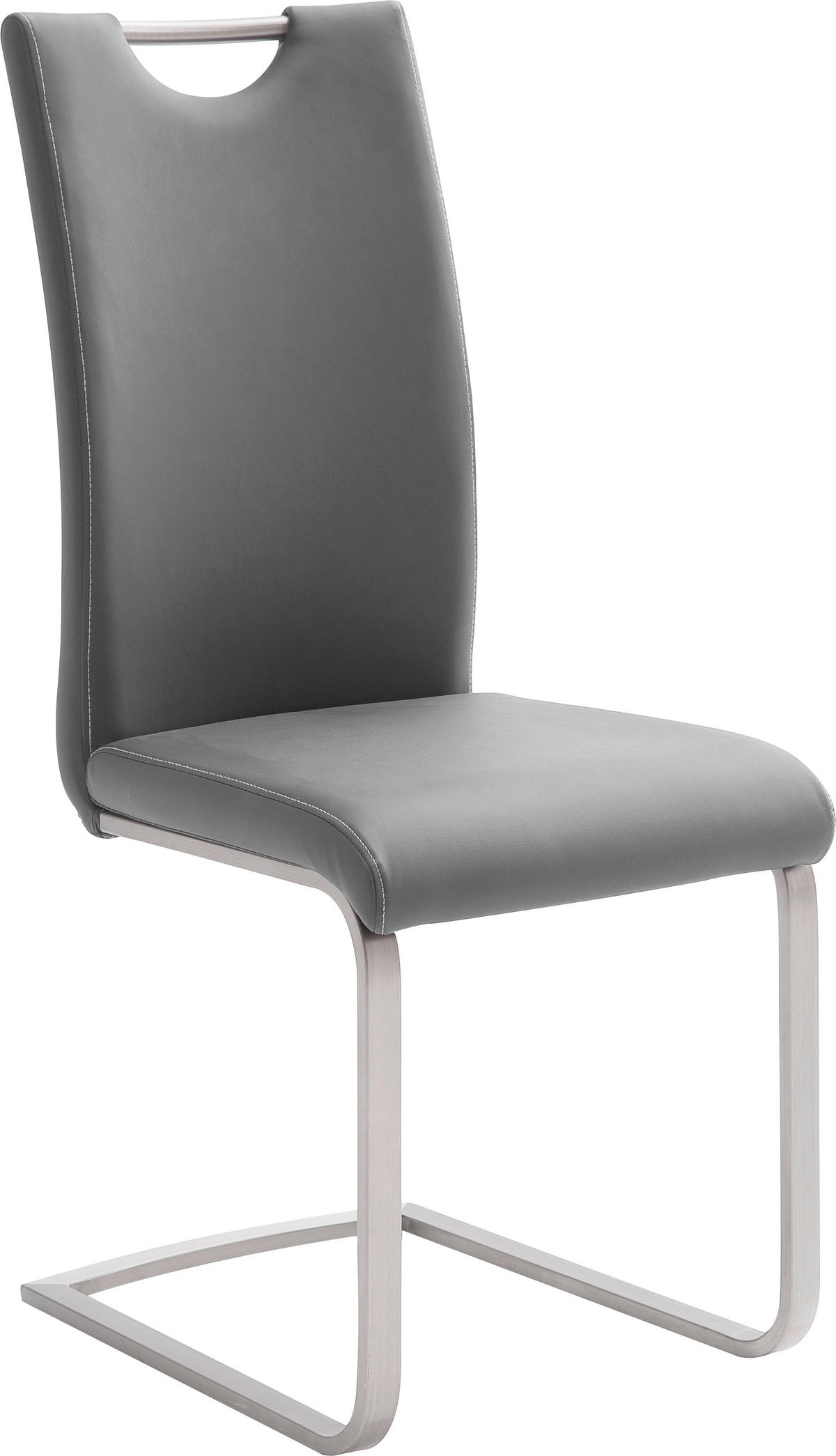 SCHWINGSTUHL  in Edelstahl Lederlook  - Edelstahlfarben/Creme, Design, Textil/Metall (42/103/55cm) - Novel