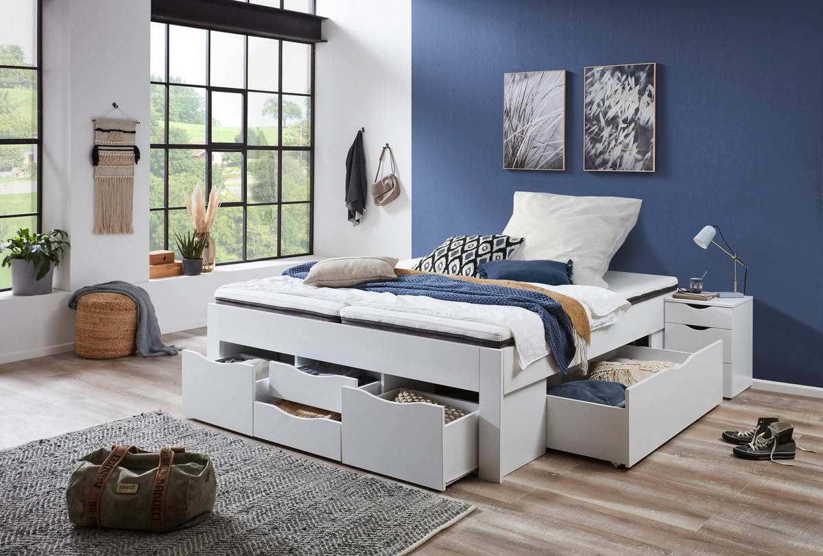 STAURAUMBETT 180/200 cm  in Weiß  - Weiß, KONVENTIONELL, Holzwerkstoff (180/200cm) - Boxxx