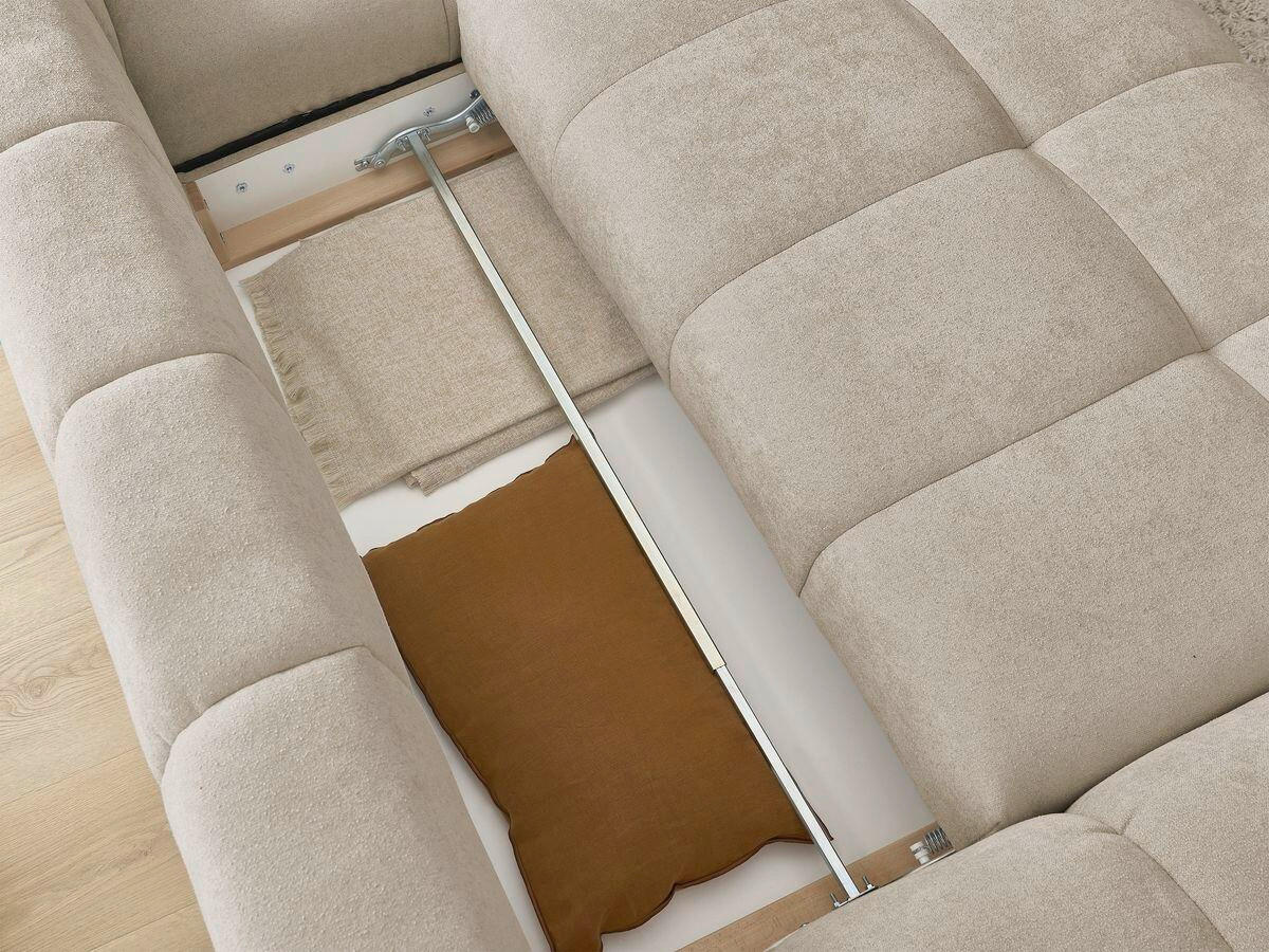 ECKSCHLAFSOFA EVEREST  mit Rücken echt, Armteil links, Armteil rechts Struktur Taupe  - Taupe/Schwarz, MODERN, Kunststoff/Textil (318/180cm) - Livetastic