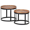 BEISTELLTISCHSET 53/48/53/48/45/40 cm Akazie massiv Akaziefarben rund  - Schwarz/Akaziefarben, Design, Holz/Metall (53/48/53/48/45/40cm) - MID.YOU