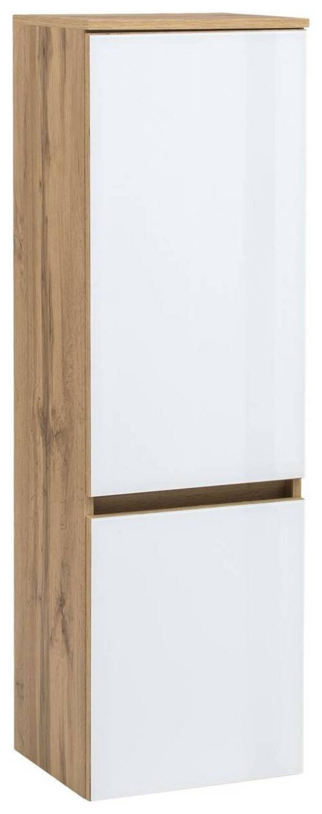 MIDISCHRANK 40/130/35 cm  - Weiss/Eichefarben, Konventionell, Glas/Holzwerkstoff (40/130/35cm) - Held