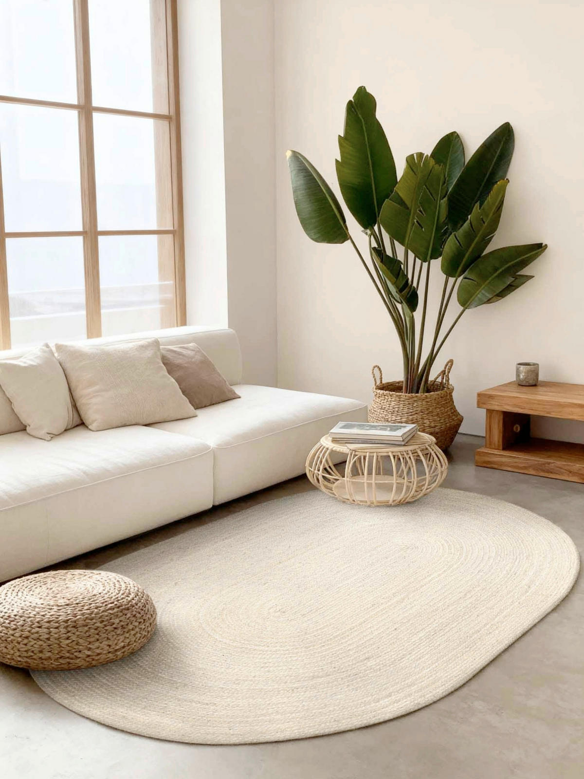 JUTETEPPICH 160/230 cm Jute Braided Weiß  - Weiß, Basics, Textil (160/230cm) - Hanse Home
