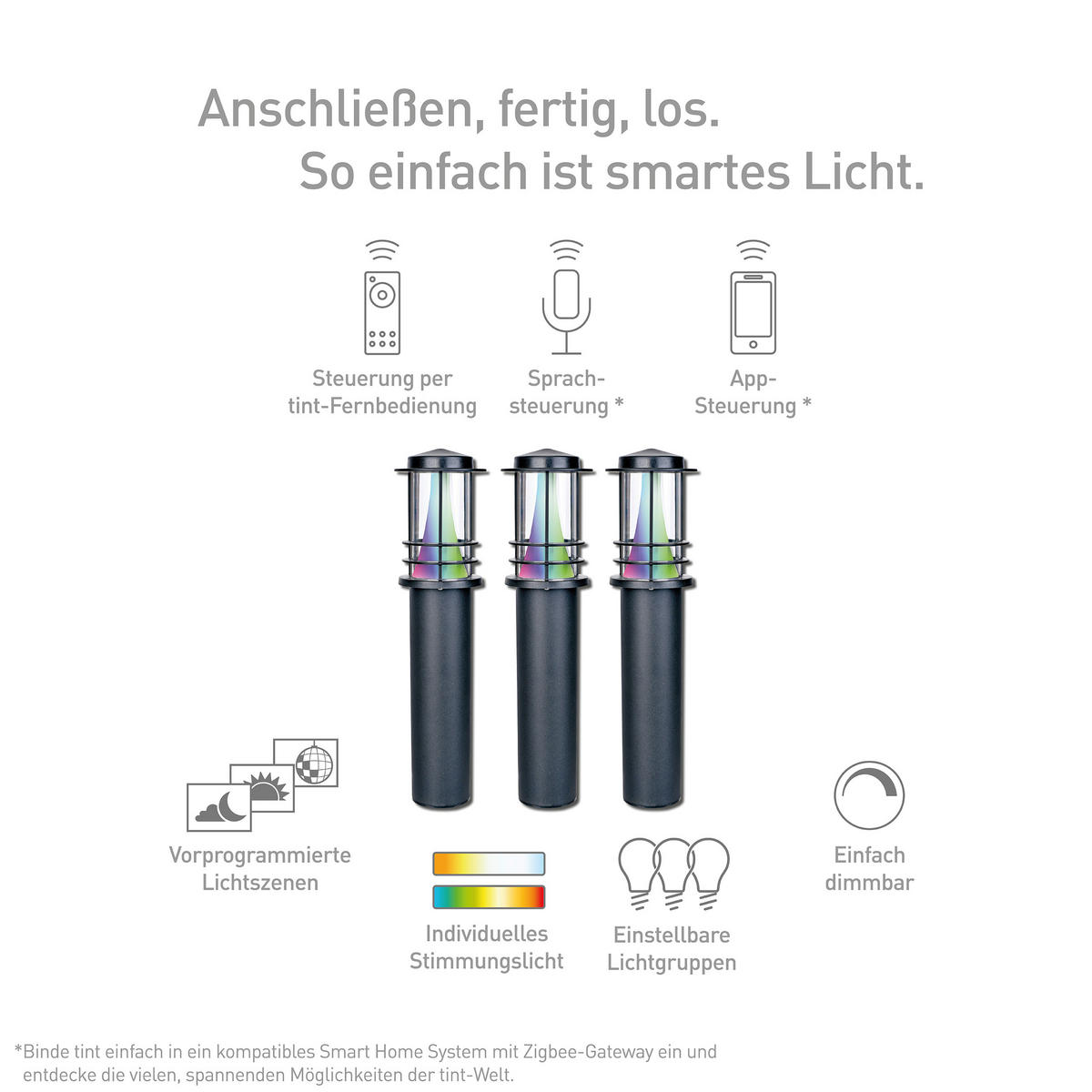 LED Gartenleuchten 3 Stk. TINT   - Schwarz, Basics, Kunststoff (6,5/35/6cm) - Tint