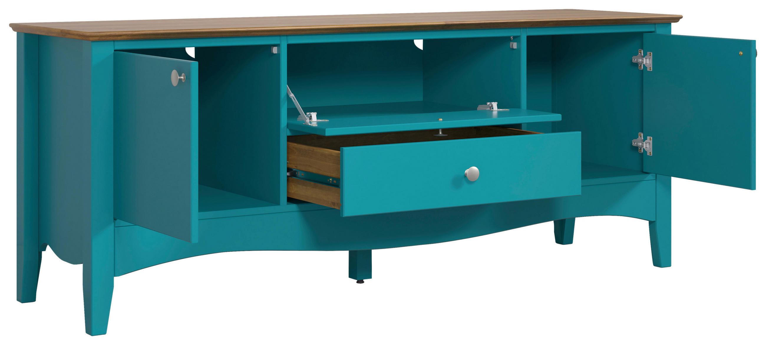 LOWBOARD 140/58/42 cm  - Blau/Dunkelbraun, LIFESTYLE, Holz/Holzwerkstoff (140/58/42cm)