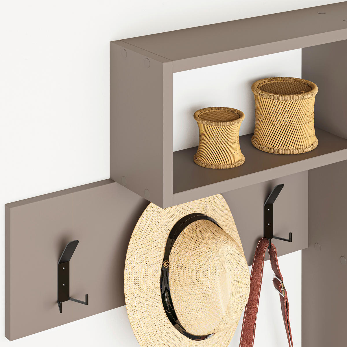 WANDGARDEROBE - Mokka, Design, Holzwerkstoff (99.5/61/15cm) - Livetastic