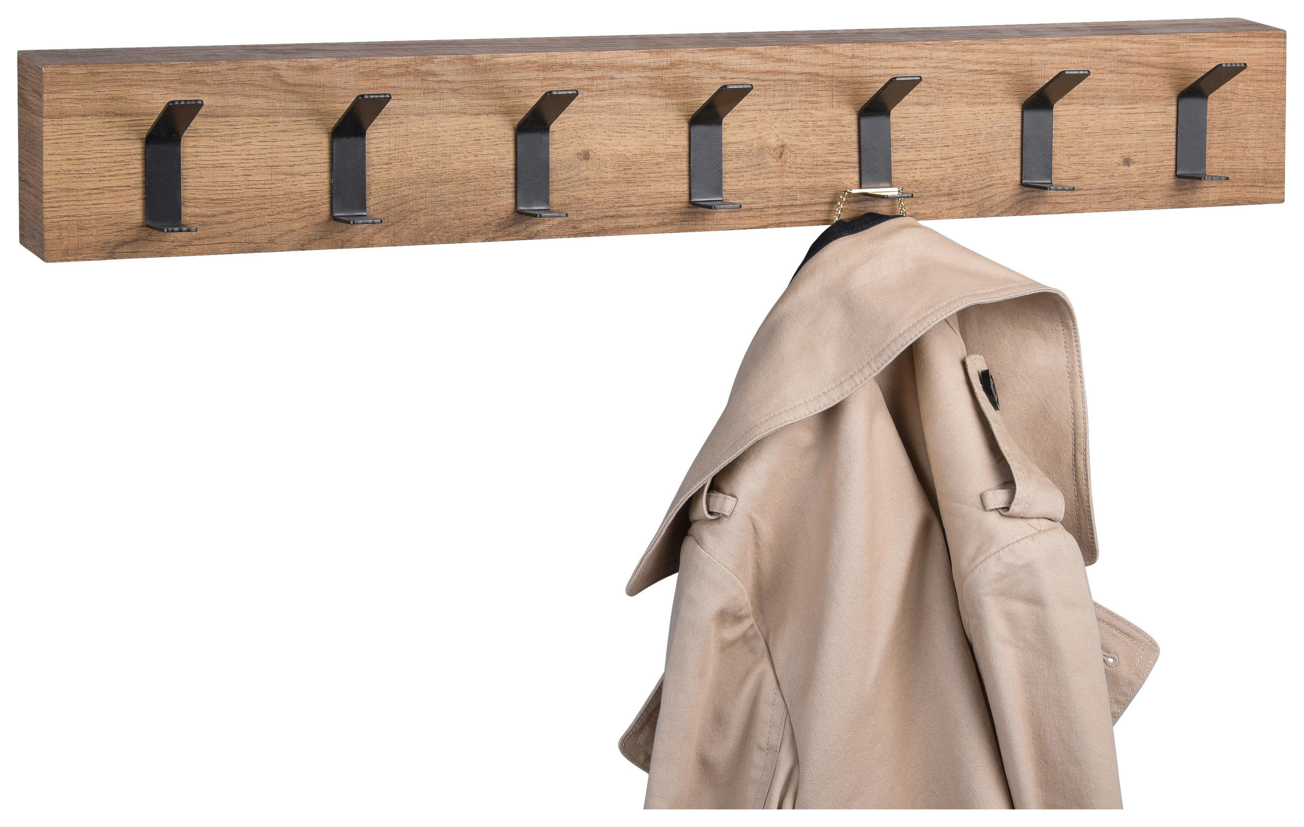 GARDEROBENPANEEL  in 70/10/5 cm  - Eichefarben/Schwarz, Basics, Holzwerkstoff/Metall (70/10/5cm)