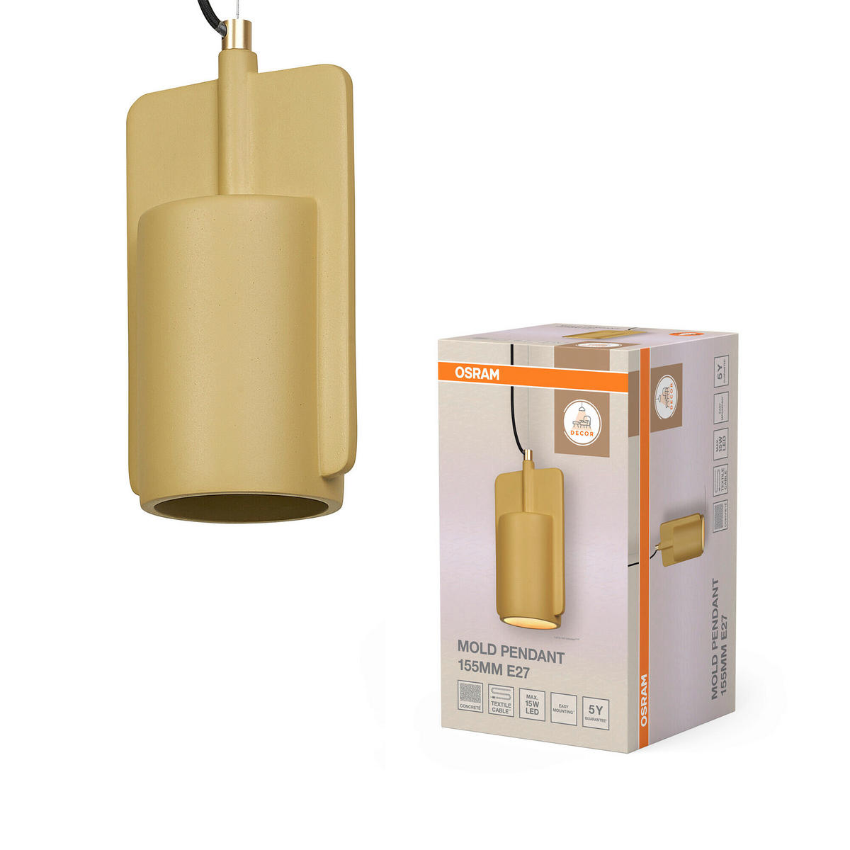 HÄNGELEUCHTE 15.5/150 cm   - Goldfarben, Basics, Stein (15.5/150cm) - Osram