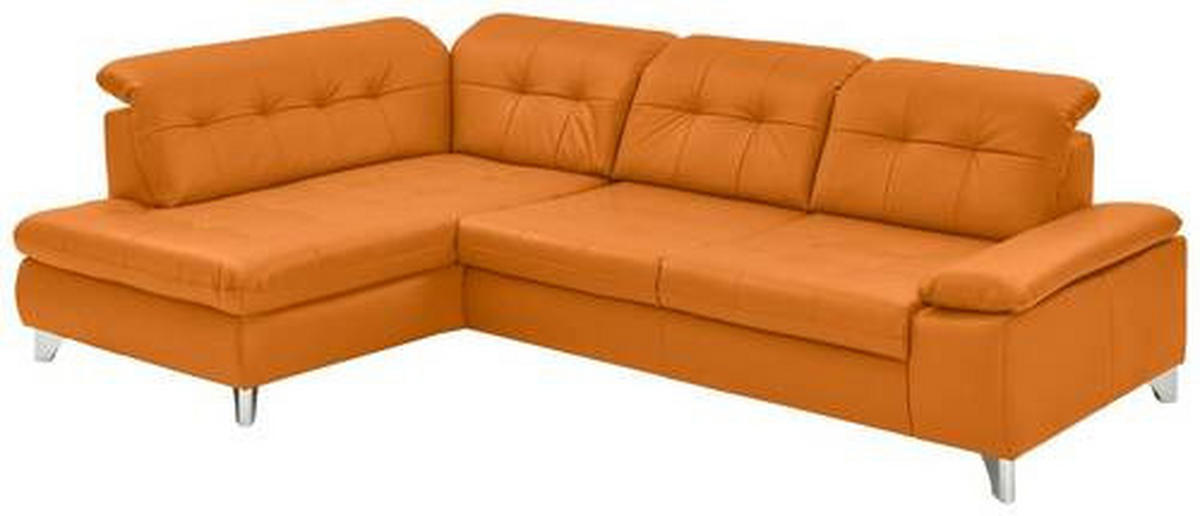 ECKSOFA in Echtleder Orange  - Orange, Basics, Leder/Metall (211/309cm) - Beldomo Speed