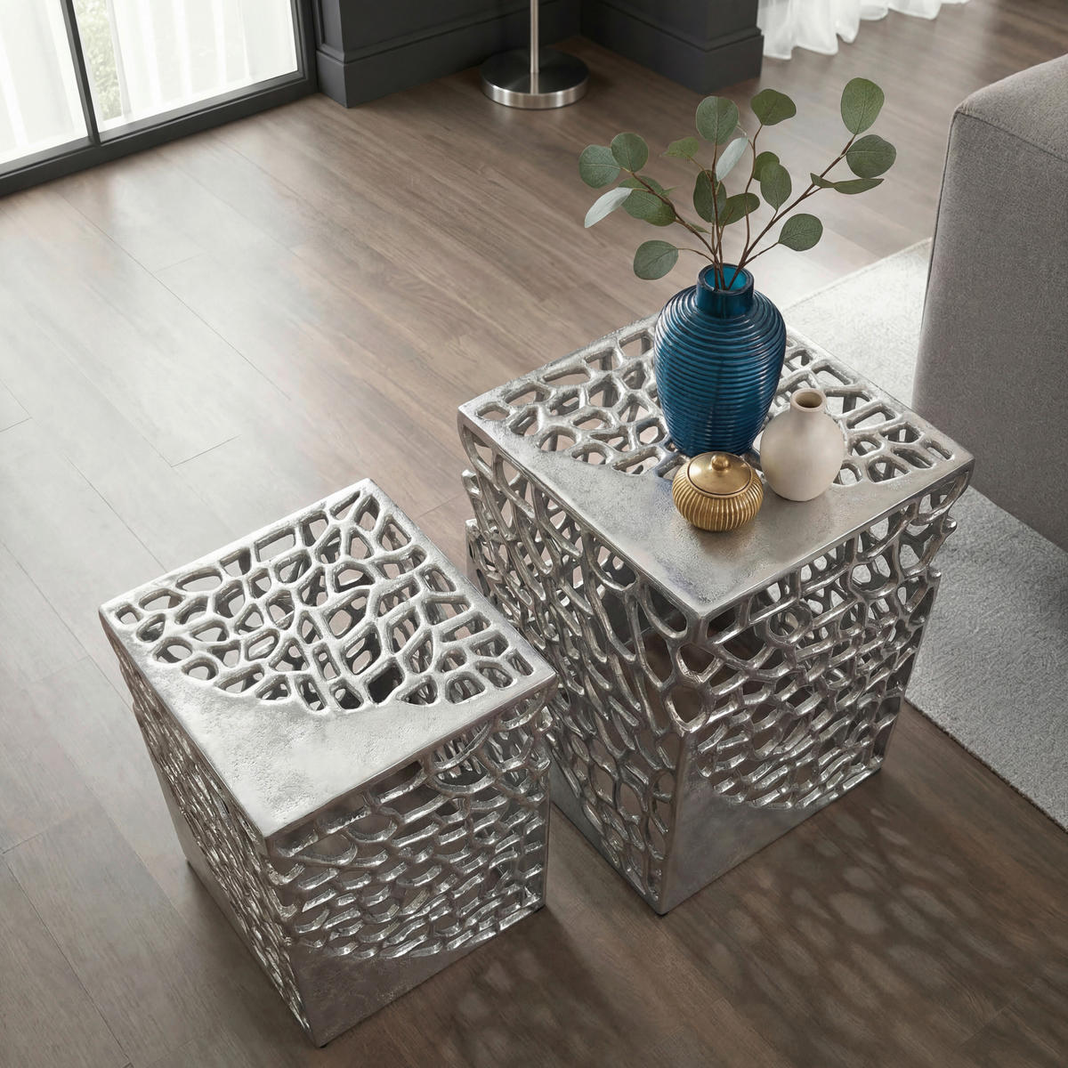 SATSBORD i metall 30/26/30/26/45/40 cm  - silver, Design, metall (30/26/30/26/45/40cm) - MID.YOU
