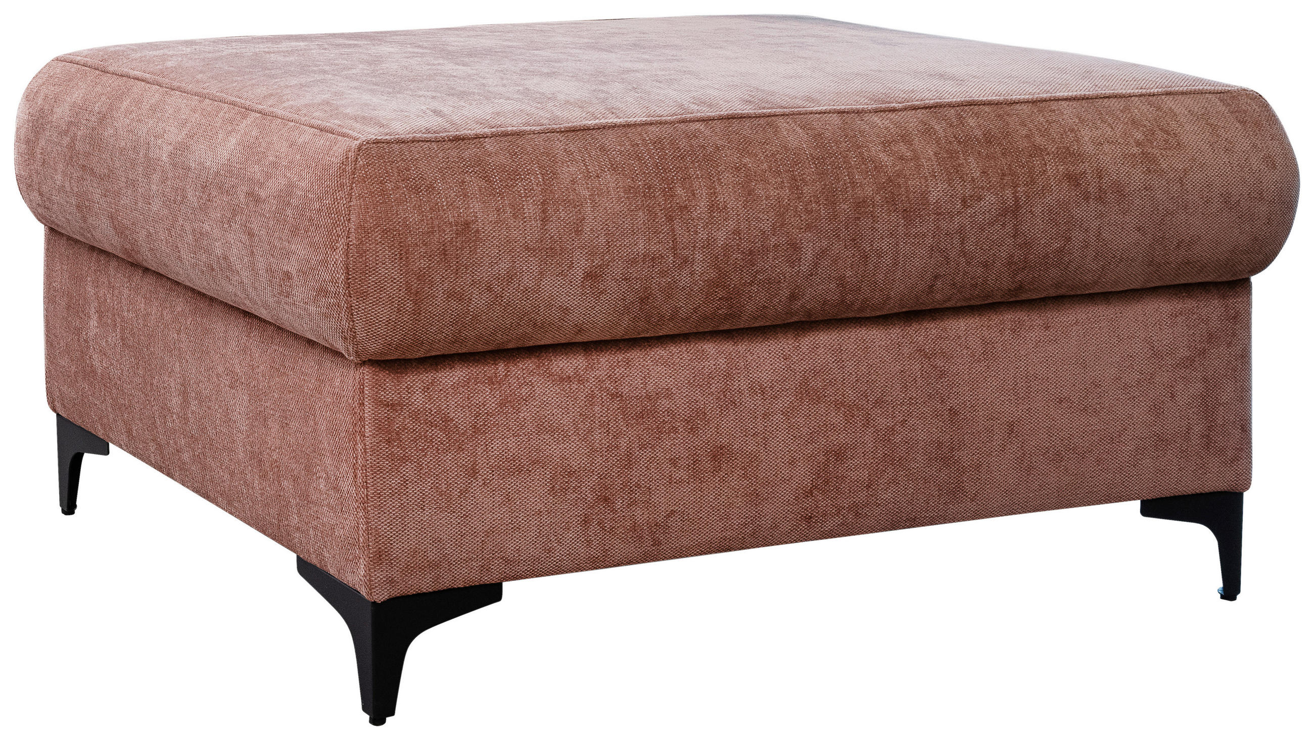HOCKER Webstoff Terracotta  - Terracotta/Schwarz, KONVENTIONELL, Textil/Metall (101/49/66cm) - Stylife