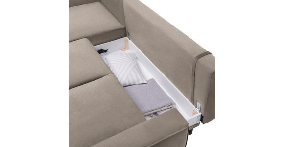 ECKSOFA in Velours Sandfarben  - Sandfarben/Schwarz, KONVENTIONELL, Holz/Textil (161/260cm) - Carryhome