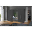 DREHTÜRENSCHRANK  in Anthrazit, Schwarz  - Edelstahlfarben/Anthrazit, Design, Glas/Holzwerkstoff (303/215/59cm) - Carryhome