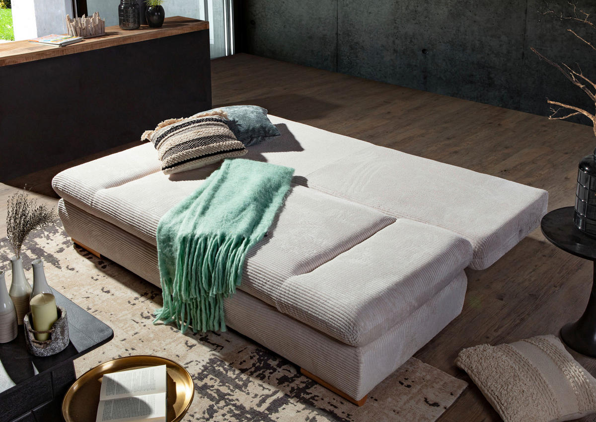 SCHLAFSOFA in Cord Grün  - Naturfarben/Grün, KONVENTIONELL, Holz/Textil (200/75/92cm) - home24