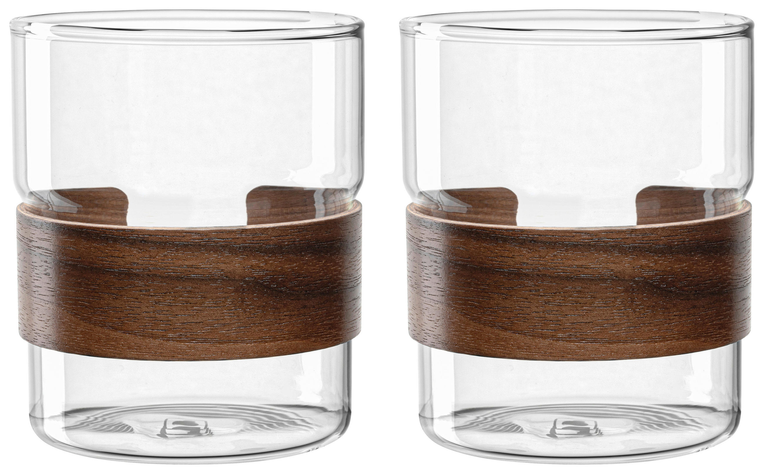 TEEGLAS NOVO LEGNO  2-teilig  - Klar/Braun, Design, Glas/Holz (8,3/10/8,3cm) - Leonardo