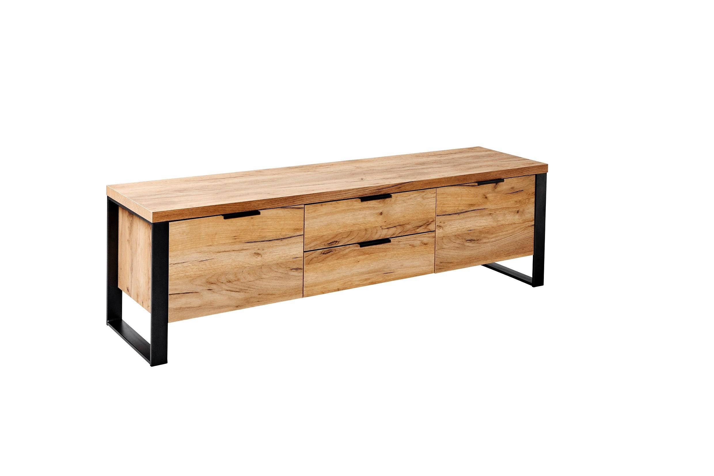 TV-ELEMENT - Eichefarben/Anthrazit, Design, Holzwerkstoff/Metall (152/45/40cm)