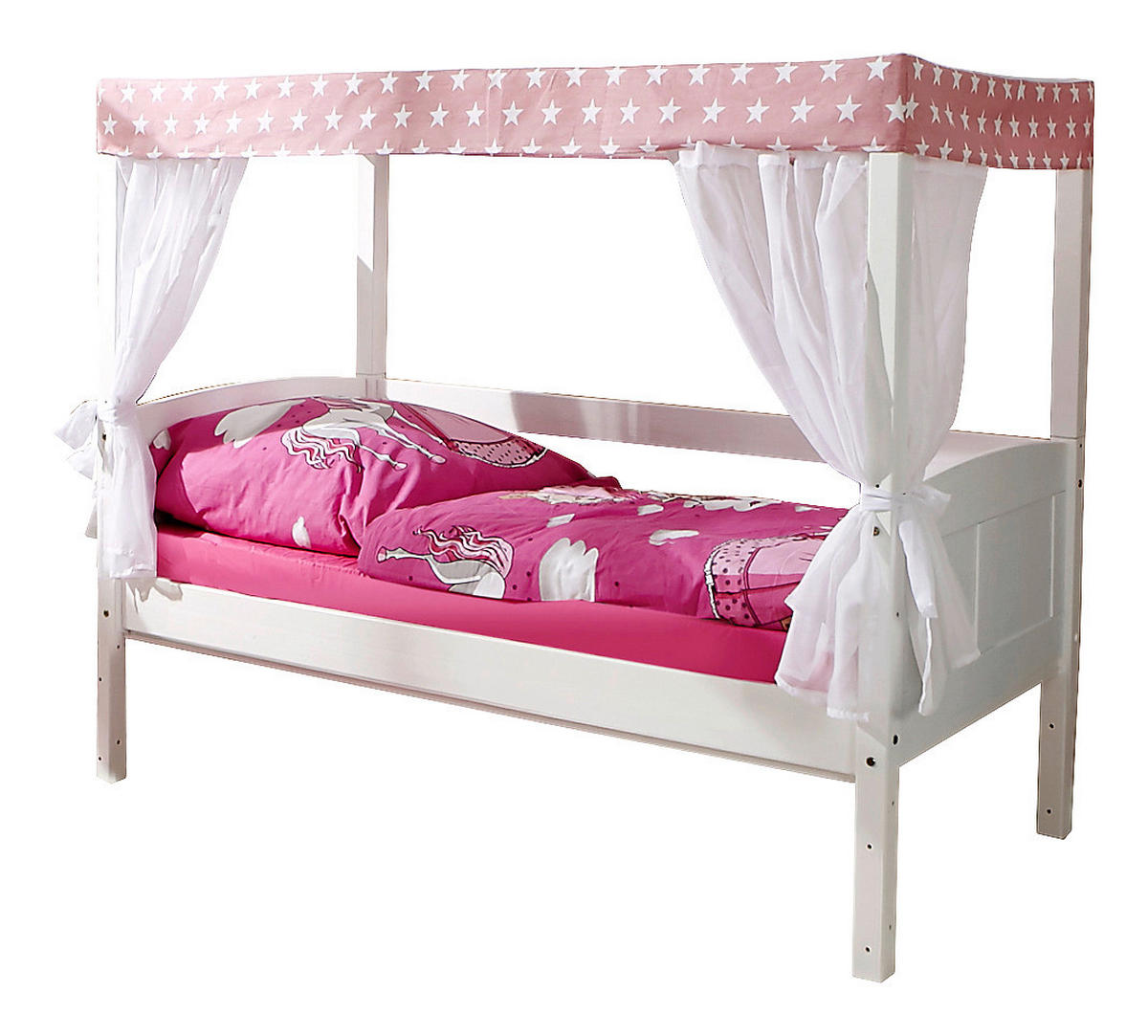 POSTEĽ S NEBESAMI, 80/160 cm ružová, biela - biela/ružová, Modern, drevo (80/160cm) - MID.YOU