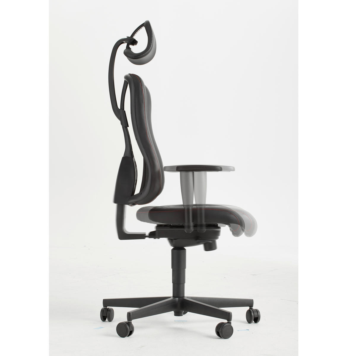 DREHSTUHL  in Lederlook Schwarz  - Rot/Schwarz, Design, Kunststoff/Textil (47,5/99-127/44cm) - Dieter Knoll