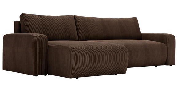 ECKSOFA in Cord Braun  - Schwarz/Braun, MODERN, Kunststoff/Textil (150/245cm) - Carryhome