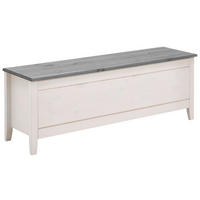 BETTBANK Kiefer Grau, Weiß  - Weiß/Grau, ROMANTIK / LANDHAUS, Holz (136/47/38cm) - Boxxx