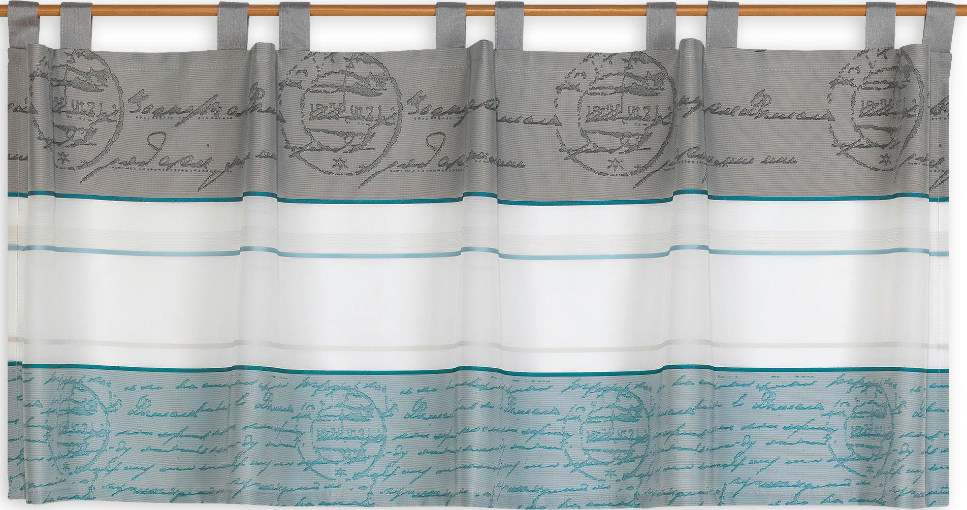 KURZGARDINE   140/50 cm   - Türkis/Anthrazit, Design, Textil (140/50cm)