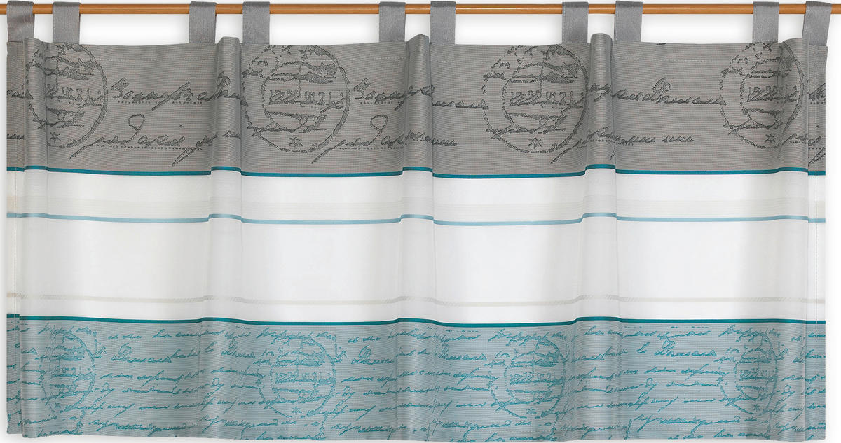 KURZGARDINE   140/50 cm   - Türkis/Anthrazit, Design, Textil (140/50cm)