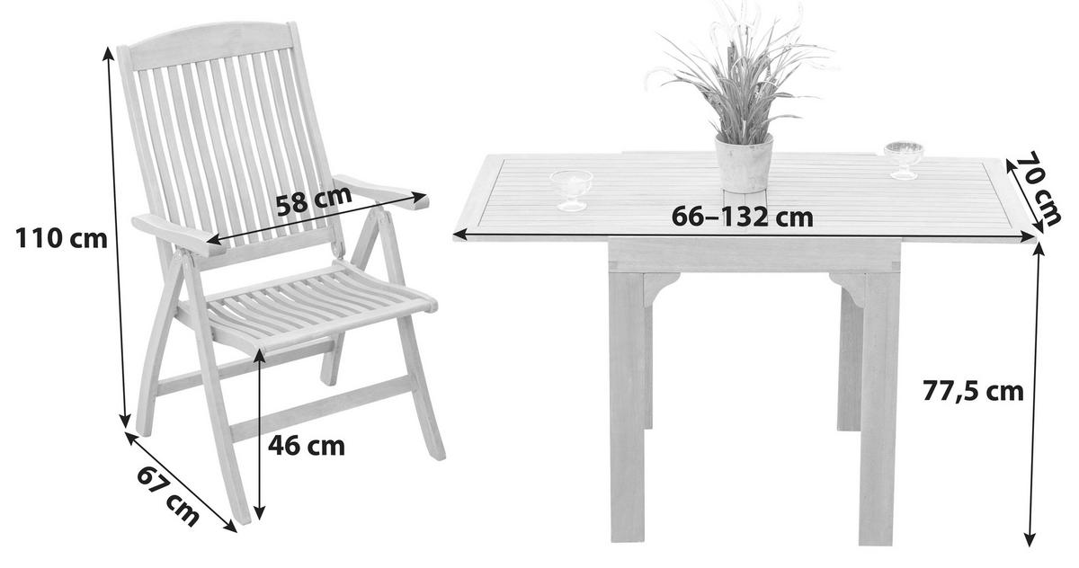 BALKONSET  3-teilig  - Braun, KONVENTIONELL, Holz - Gardenson