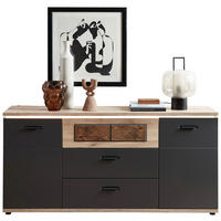 SIDEBOARD Graphitfarben, Eichefarben  180/86/43 cm  - Eichefarben/Graphitfarben, Modern, Holzwerkstoff/Metall (180/86/43cm) - Stylife