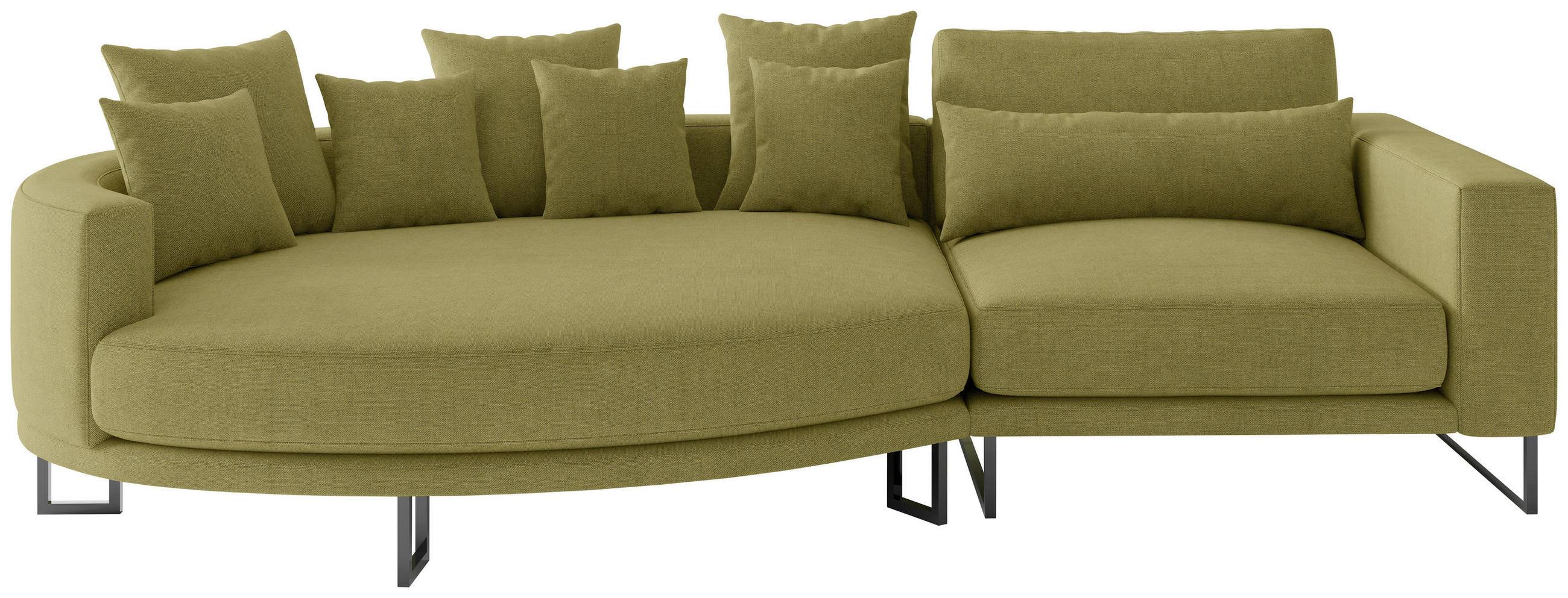 BIGSOFA Natalia Webstoff Olivgrün  - Schwarz/Olivgrün, Design, Textil/Metall (150/283cm) - Livetastic