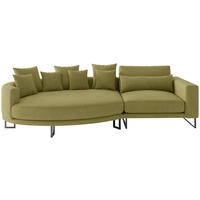 BIGSOFA Natalia Webstoff Olivgrün  - Schwarz/Olivgrün, Design, Textil/Metall (150/283cm) - Livetastic