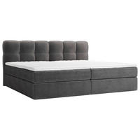 BOXBETT 240/200 cm,  in Anthrazit, Matratze, Bettkasten, Topper, H3 = fest  - Anthrazit/Schwarz, KONVENTIONELL, Kunststoff/Textil (240/200cm) - Chameo