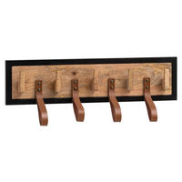 WANDGARDEROBE  in Mangoholz massiv Braun, Schwarz  - Schwarz/Braun, Design, Leder/Holz (60/15/6cm) - MID.YOU