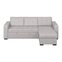 ECKSOFA TURIN Hellgrau Mikrofaser, Struktur Rückenkissen, Bettkasten  - Hellgrau/Schwarz, Trend, Textil/Metall (239/160cm) - MID.YOU