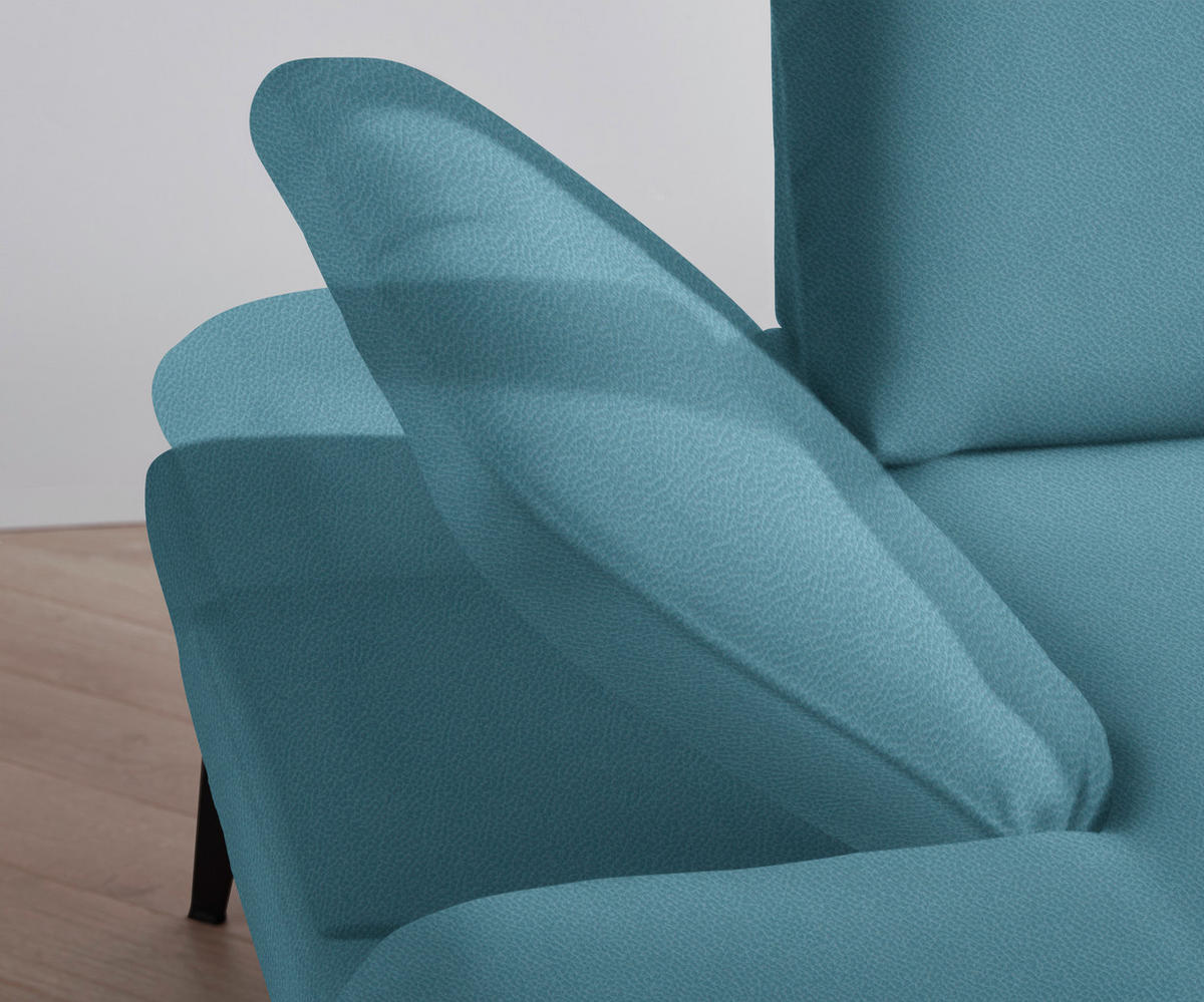 ECKSOFA in Flachgewebe Blau  - Blau/Schwarz, Design, Textil/Metall (289/180cm) - Stylife